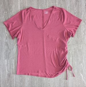 Lane Bryant | Women's Ribbed and Ruched Tee in Pink | Plus Size 22/24 | EUC